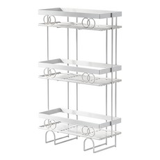 費歐家 三層圓環雕花馬桶水箱置物架 免釘安裝, 34 x 15 x 58cm, 白色, 1個