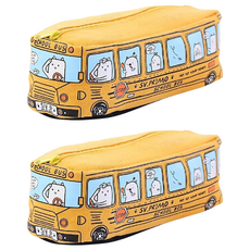 FANCY LIFE 公車造型文具收納包 黃色 可愛學生鉛筆盒, 2個