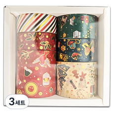 코쿠리 다꾸 스티커 크리스마스 DIY 꾸미기 금박버전 5W0805 6종 세트, 디자인 1, 3세트