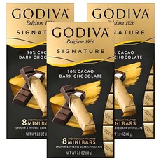 고디바 시그니쳐 90% 코코아 다크 초콜릿 미니바, 80g, 3개