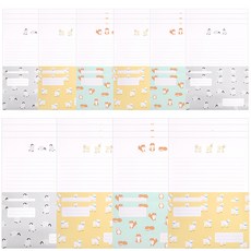 2Youngdesign 動物文具 40p + 信封 20p, 隨機發貨, 1套