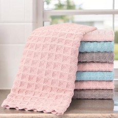 LifeShopping CLEAN SHOP 萬用潔淨布 30x30cm 汙垢輕鬆擦除 不沾水痕 強力吸水 乾濕兩用皆適宜, 3條, 粉色 + 藍色 + 灰色