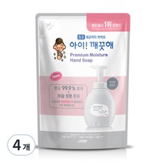아이깨끗해 프리미엄 모이스처 핸드워시 퓨어로즈 리필, 400ml, 4개