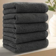 Terrique 高級飯店毛巾 200 克 40 支精梳棉, 5個, 深灰色