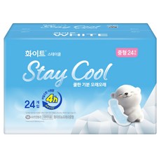 WHITE Stay Cool 蝶翼衛生棉, 1套, 中型, 24入