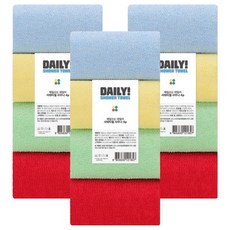 SHABATH 每日用日常磨砂桑拿沐浴巾 鮮豔款, 4入, 3個, 混色