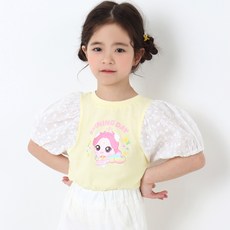 PremierFam 女童款Catch Tinyfing極光泡泡袖5分T恤