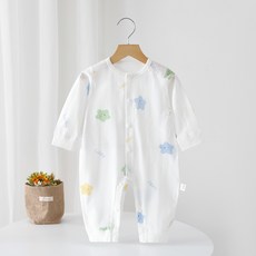 스타도어 신생아용 큐트 캐릭터패턴 풀스냅 우주복