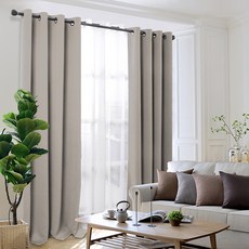 comet 隔熱遮光打孔式窗簾 附窗簾綁帶, 卡其色
