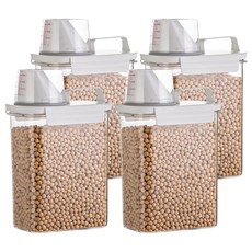 荷生活 手提量杯密封罐 透明色 1.8L, 4個