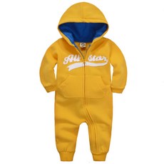 Bebeniz 嬰幼兒黃色All Star連帽刷毛連身衣