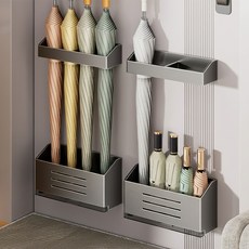 磁吸式瀝水免打孔玄關雨傘架掛勾 + 插座組, 灰色, 2套