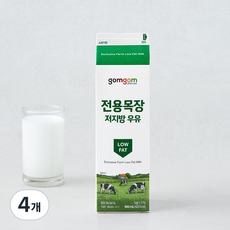 곰곰 전용목장 저지방우유, 4개, 900ml