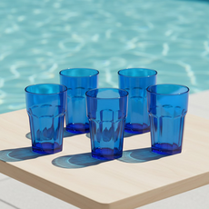 Living Mate塑膠八角水杯 480ml, 藍色, 5個