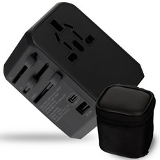 컴썸 여행용 어댑터 USB 3포트 C타입 PD45W 파우치포함, 1세트