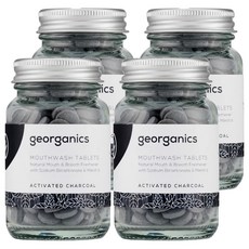 georganics 礦物漱口錠 活性碳, 天然口氣清新劑，含碳酸氫鈉和薄荷醇，180錠, 4罐