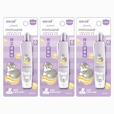 oval 歐文 mofusand 按鍵式修正帶 QSR-506, 3個, 馬卡龍貓
