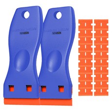 Bambino 塑膠刮刀 貼紙去除器 藍色 2入 + 補充刀片 10入, 1套