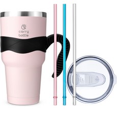 캐리보틀 몬스터 텀블러 + 전용 손잡이 + AS 빨대 3종 세트, 핑크(텀블러), 블랙(손잡이), 900ml, 1개