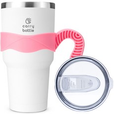 캐리보틀 몬스터 텀블러 + 전용 손잡이 세트, 화이트 + 핑크, 900ml, 1개