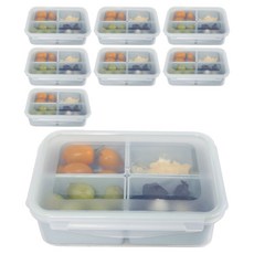 Nanu Dam 4格分隔備餐長方形保鮮餐盒組 天藍色, 1.5L, 8個