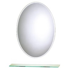 雙手萬能 經典防霧橢圓浴鏡，含玻璃平台, 48x58cm, 無框