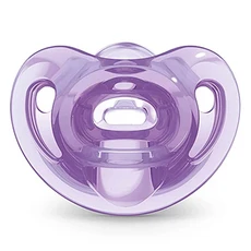 NUK SENSITIVE全矽膠安撫奶嘴, 美國製造, 全矽膠製成不含BPA, 適合嬌嫩敏感新生兒, 0-6個月, 紫色, 1個