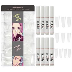 MEIBROWN 美甲延甲片 500入+棒型專用黏著劑 M11065 8入組, 1套, 透明度