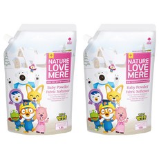 NATURE LOVE MERE 啵樂樂 超濃縮凝膠嬰兒衣物柔軟精 爽身粉香 補充包, 1.5L, 2個