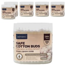 MOTHER-K 100%純棉嬰幼兒安全棉花棒 特殊雙層圓厚造型設計, 100支, 6盒
