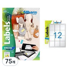 올바른라벨 흰색방수라벨 레이저용 3X4, 12칸, 75개 12칸, 75개
