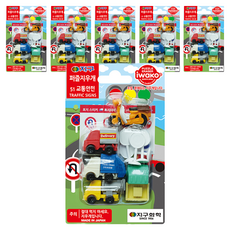 이와코 지구화학 51 교통안전 퍼즐 지우개, 혼합색상, 6개