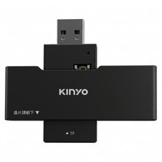 Kinyo 多合一晶片讀卡機 23.5 x 11 x 65mm 15g, KCR-356, 黑色, 1個