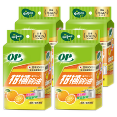 OP 柑橘除油海綿菜瓜布, 4個, 4包