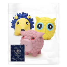 딩동펫 반려동물 통통토이 장난감 대형 3종 세트, 고슴도치, 꿀꿀이, 부엉이, 1세트