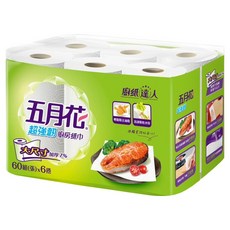 五月花 超強韌廚房紙巾 60張, 6捲, 1袋