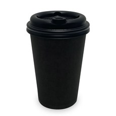 TOGO PACK Ro& 黑色紙杯 330ml + 打孔杯蓋, 100入, 1套