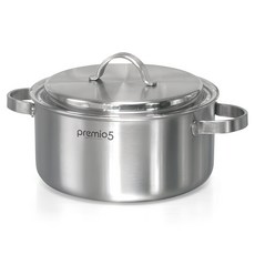 Kitchen-Art 電磁爐適用Premio系列5層不鏽鋼附蓋雙耳湯鍋, 單色, 1組, 24cm