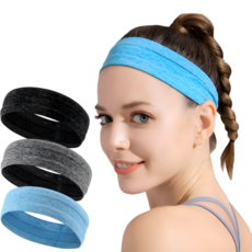 Maums 吸汗機能性運動髮帶, 1套, 黑色 + 灰色 + 藍色