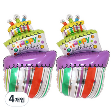 PartyPang 生日鋁箔氣球, 三層蛋糕 (混色), 4入