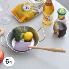 kitchen U 木柄矽膠刮刀 中, 混合色, 6個
