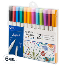 deLi 得力 雙頭型簽字筆 12色, 混合顏色, 6套