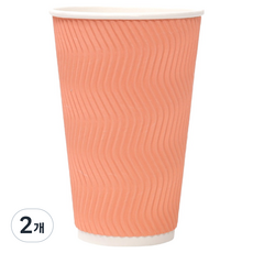 해피팩 한결 단열 웨이브 카페 종이컵 470ml 핑크, 2개, 100개입