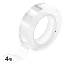 WHASHIN 超強力矽膠雙面膠帶 厚度 2mm x 寬度 30mm x 長度 3m, 透明, 4個