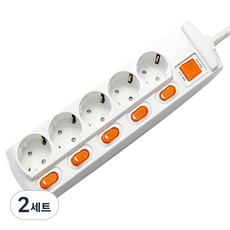 거성산업 개별 스위치 멀티탭 5구 + 안전커버 2p 랜덤 발송, 6m, 2개