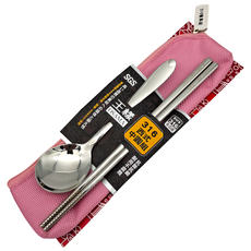 王樣 316西式中圓匙餐具組, 1套, 粉色, 筷子 + 湯匙