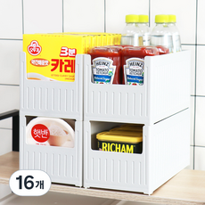 팬물산 팬트리 수납 정리함, 그레이, 16개