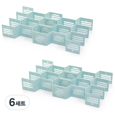 윰스 서랍 정리정돈 칸막이 파티션 12p 세트, 6세트, 블루