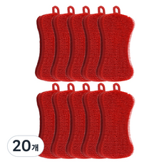 실리콘 수세미 레드, 20개, 1개입