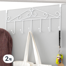 IYES 鐵製鋼絲門後掛勾 門縫7勾衣架 IY-DH28, 白色, 2個